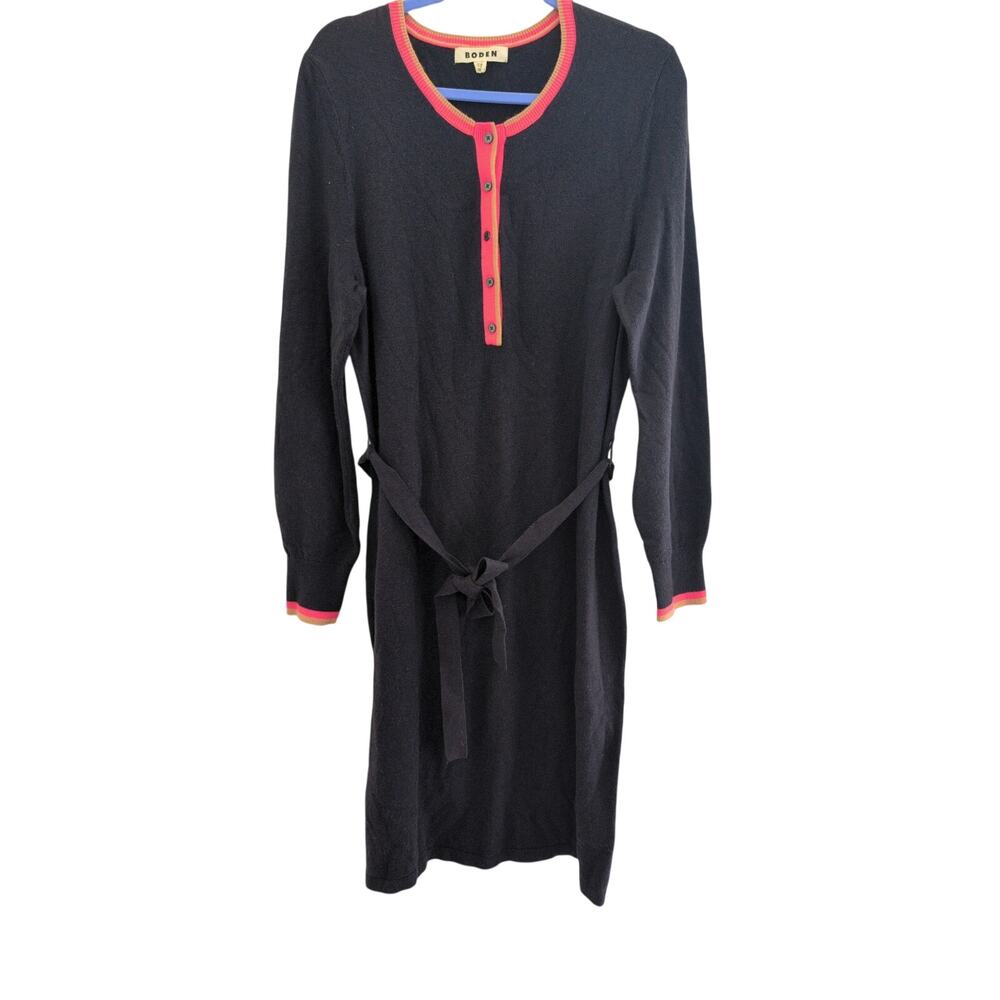 Boden Gemma Henley Knit Sweater Dress in Navy size 12L - Picture 2 of 5
